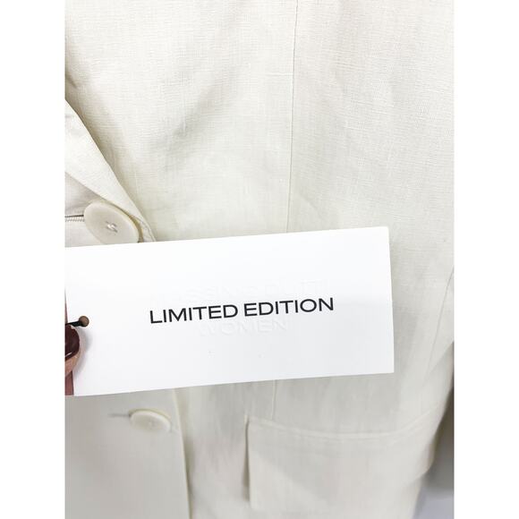 Massimo Dutti Limited Edition Double Breasted Beige Linen Blazer Size 8 NWT - Picture 5 of 14